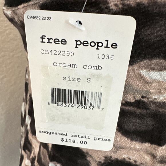 NWT free people cream comb tank top Size Small retail $118 0B422290 Blouse New - Picture 7 of 13